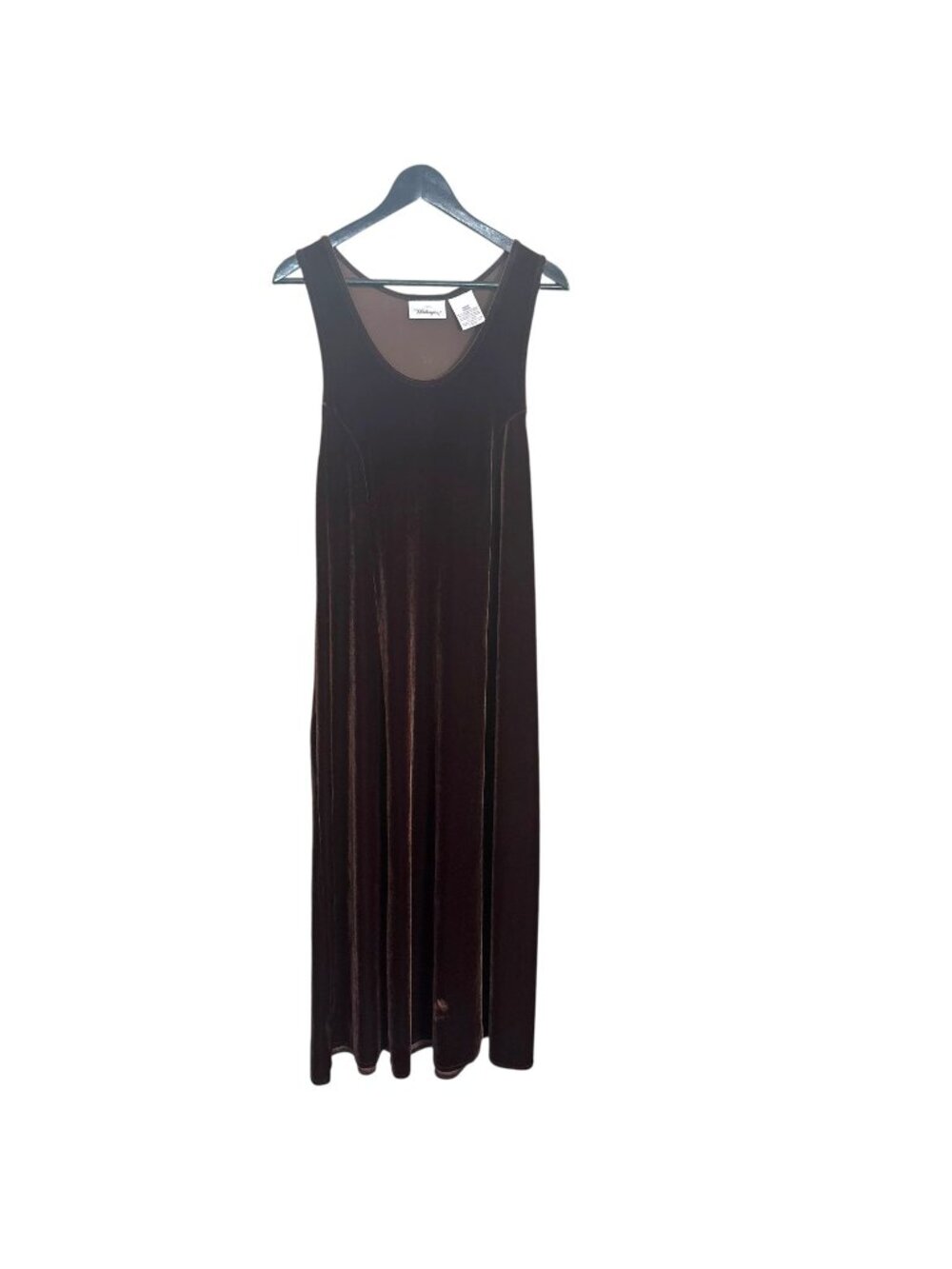 Vintage 90s Brown Velvet Sleeveless Long Dress Medium